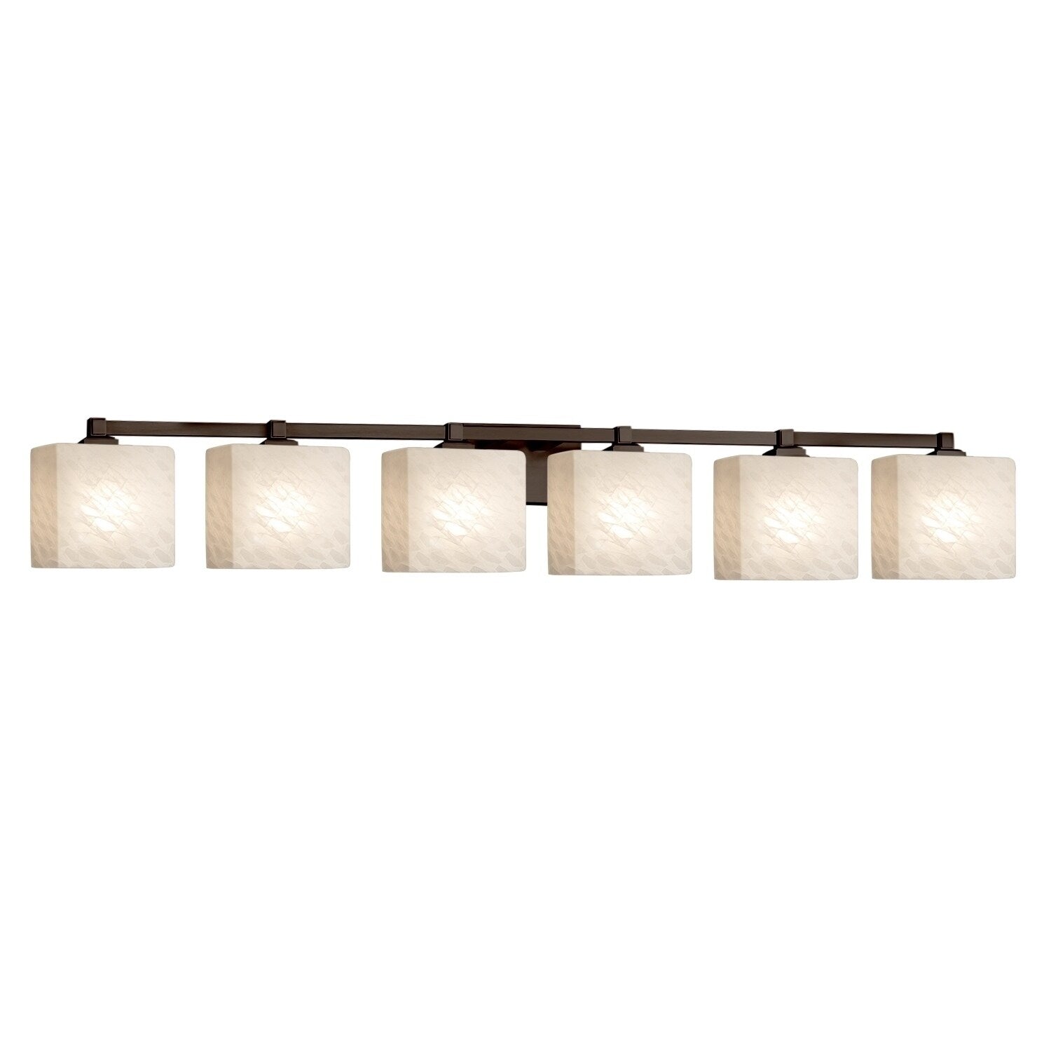 Justice Design Group Fusion Regency 6 Light Dark Bronze Bath Light Weave Rectangle Shade