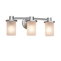 Justice Design Group Fusion Rondo 3 Light Brushed Nickel Bath Bar Frosted Crackle Cylinder W Flat Rim Shade