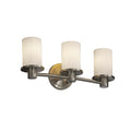 Justice Design Group Fusion Rondo 3 Light Brushed Nickel Bath Bar Ribbon Cylinder Flat Rim Shade