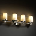Justice Design Group Fusion Rondo 4 Light Brushed Nickel Bath Bar Opal Cylinder Flat Rim Shade
