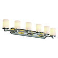 Justice Design Group Fusion Rondo 6 Light Polished Chrome Bath Bar Opal Cylinder Flat Rim Shade