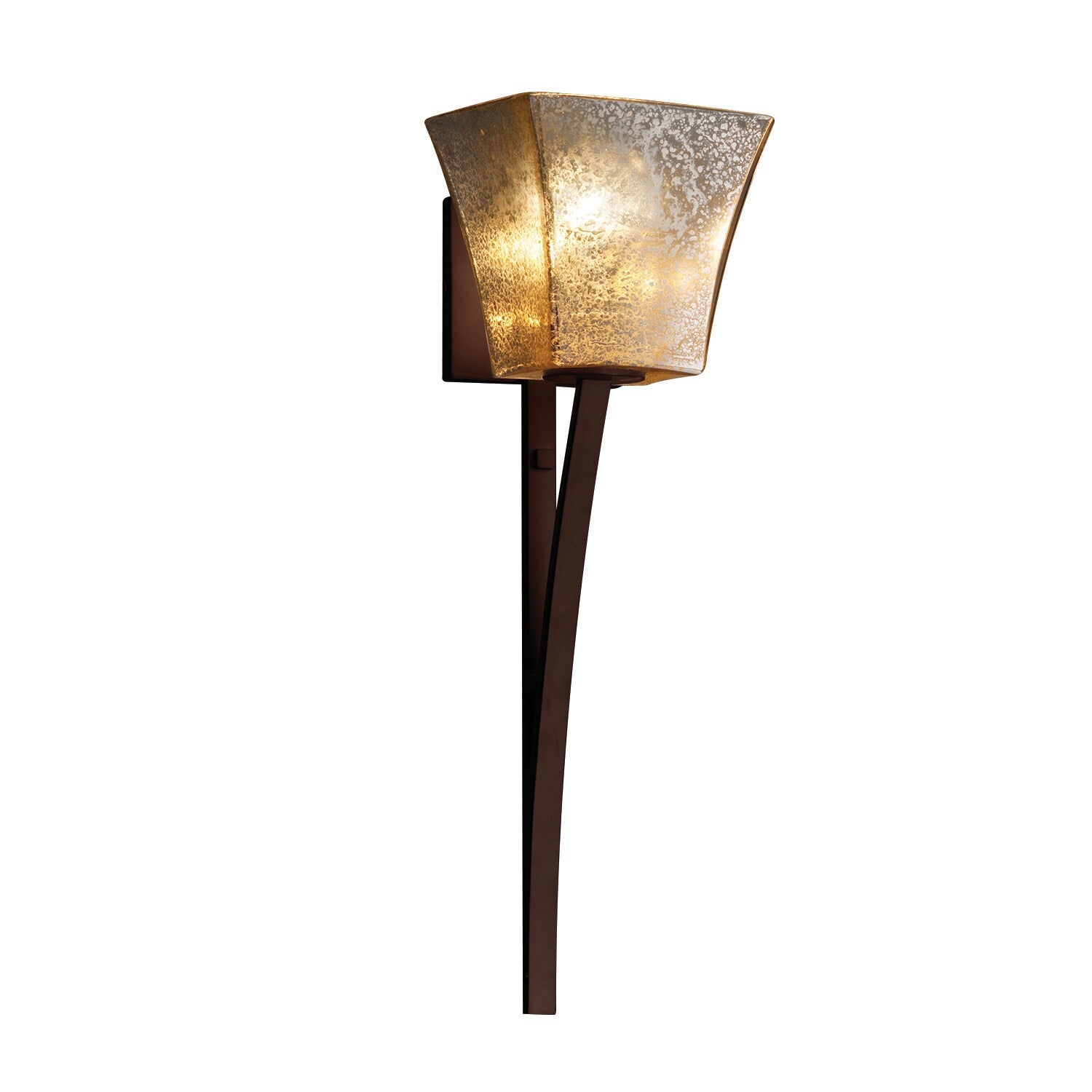 Justice Design Group Fusion Sabre 1 Light Dark Bronze Wall Sconce Mercury Square Flared Shade