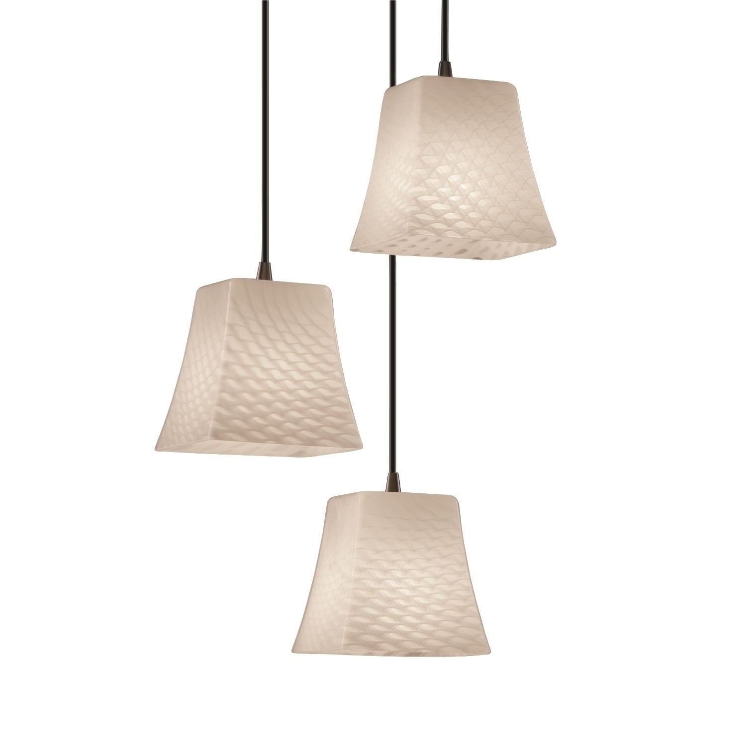 Justice Design Group Fusion Square 3 Light Bronze Pendant