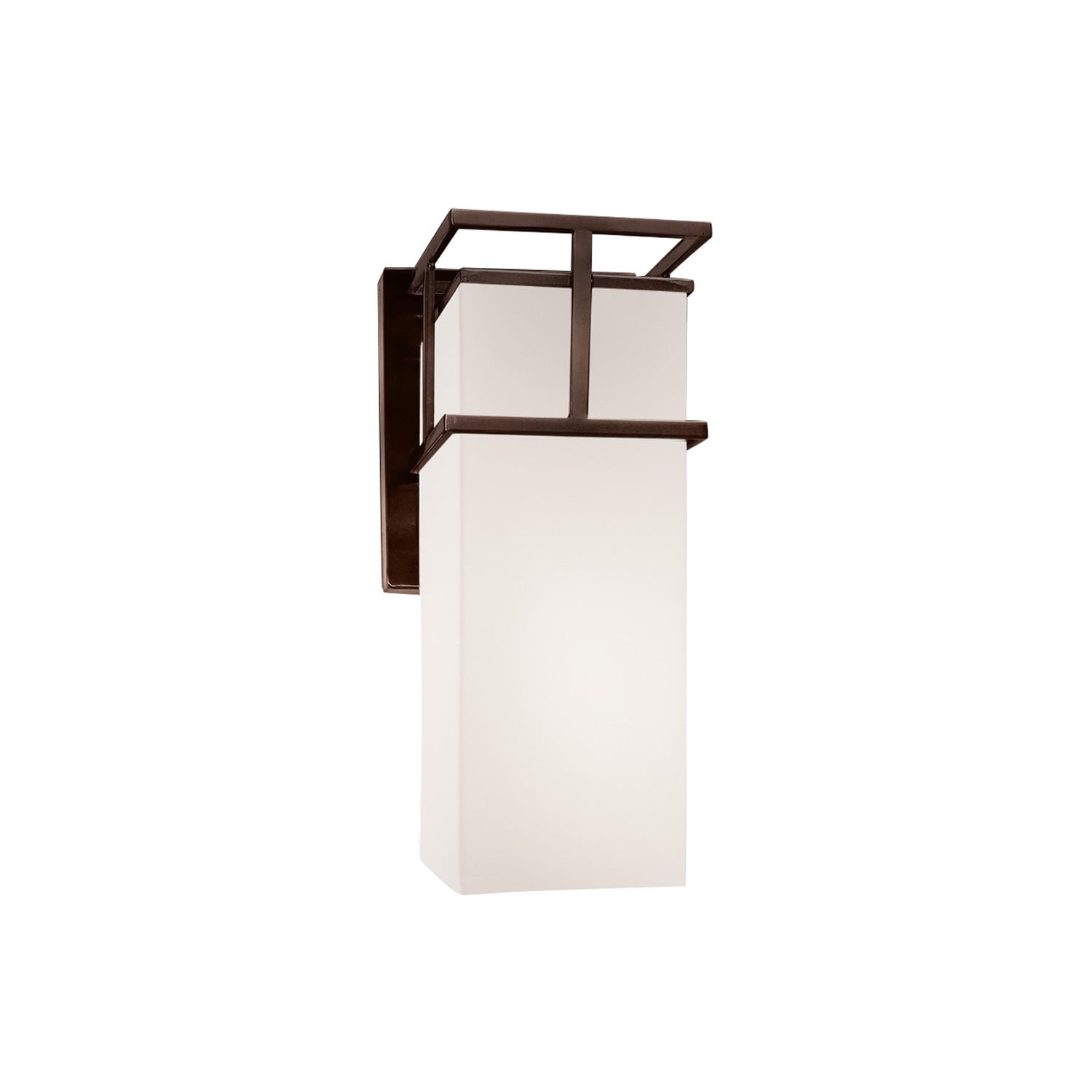 Justice Design Group Fusion Structure 1 Light Dark Bronze Outdoor Wall Sconce Opal Shade