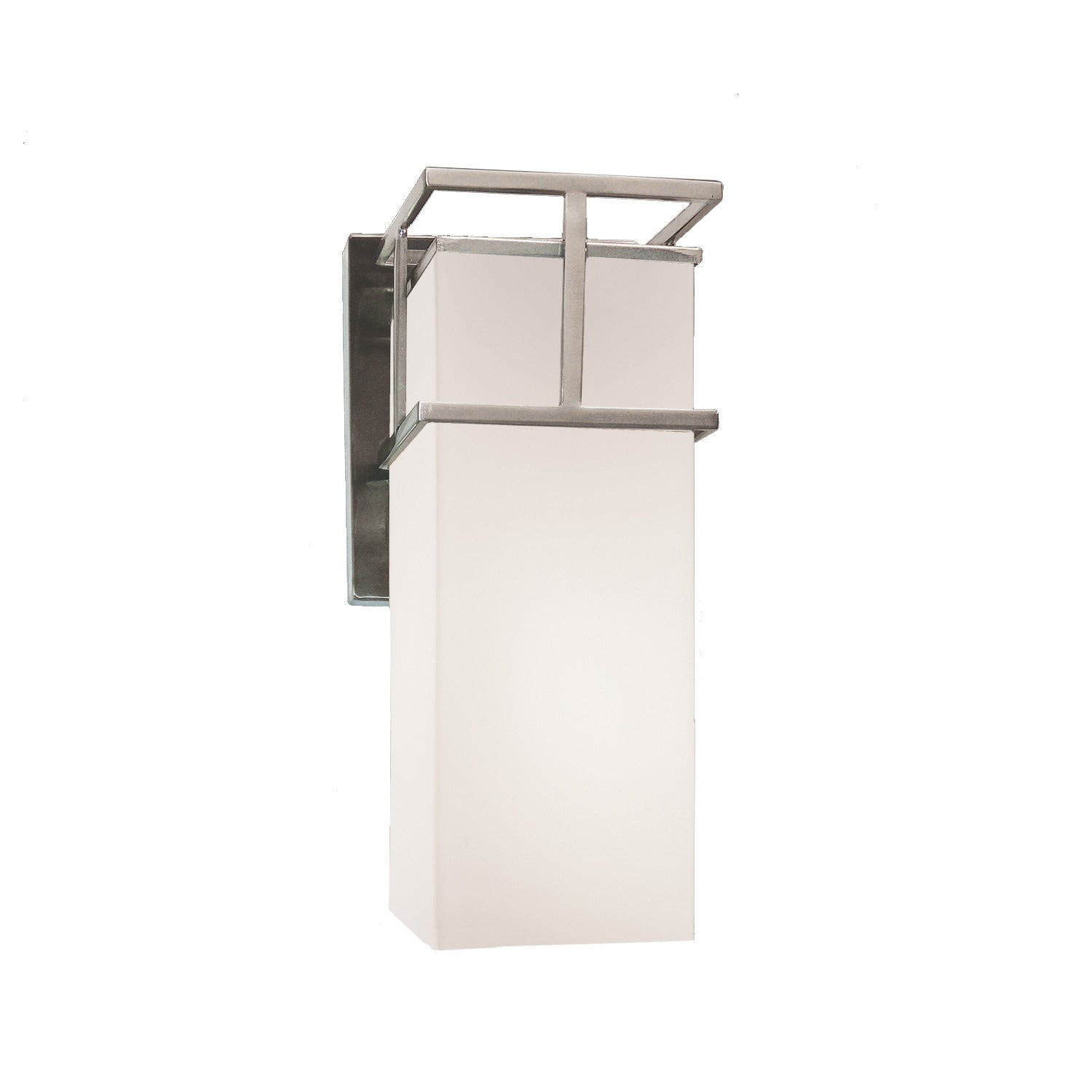Justice Design Group Fusion Structure Brushed Nickel Led Large Outdoor Wall Sconce Opal Shade