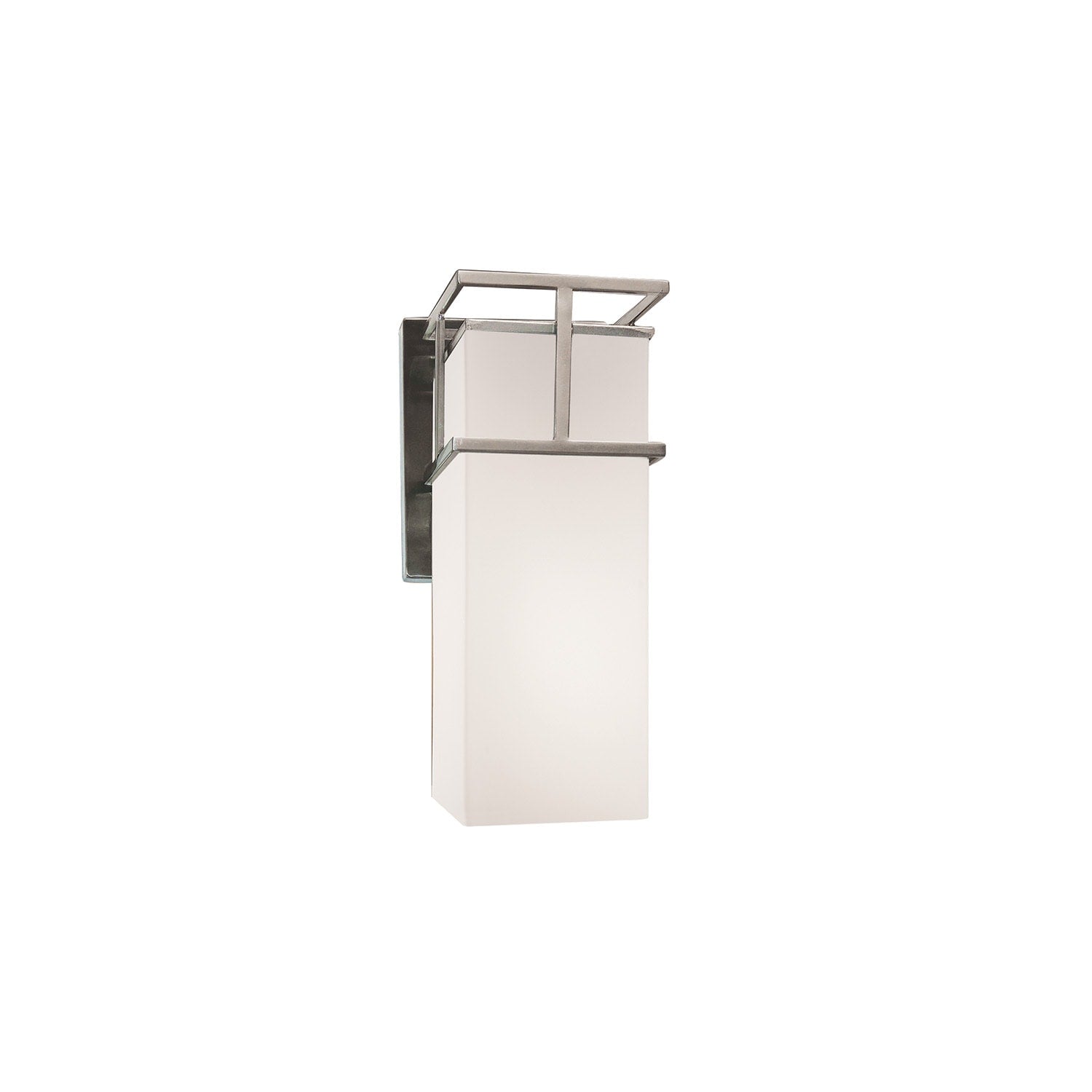 Justice Design Group Fusion Structure Brushed Nickel Led Outdoor Wall Sconce Opal Shade