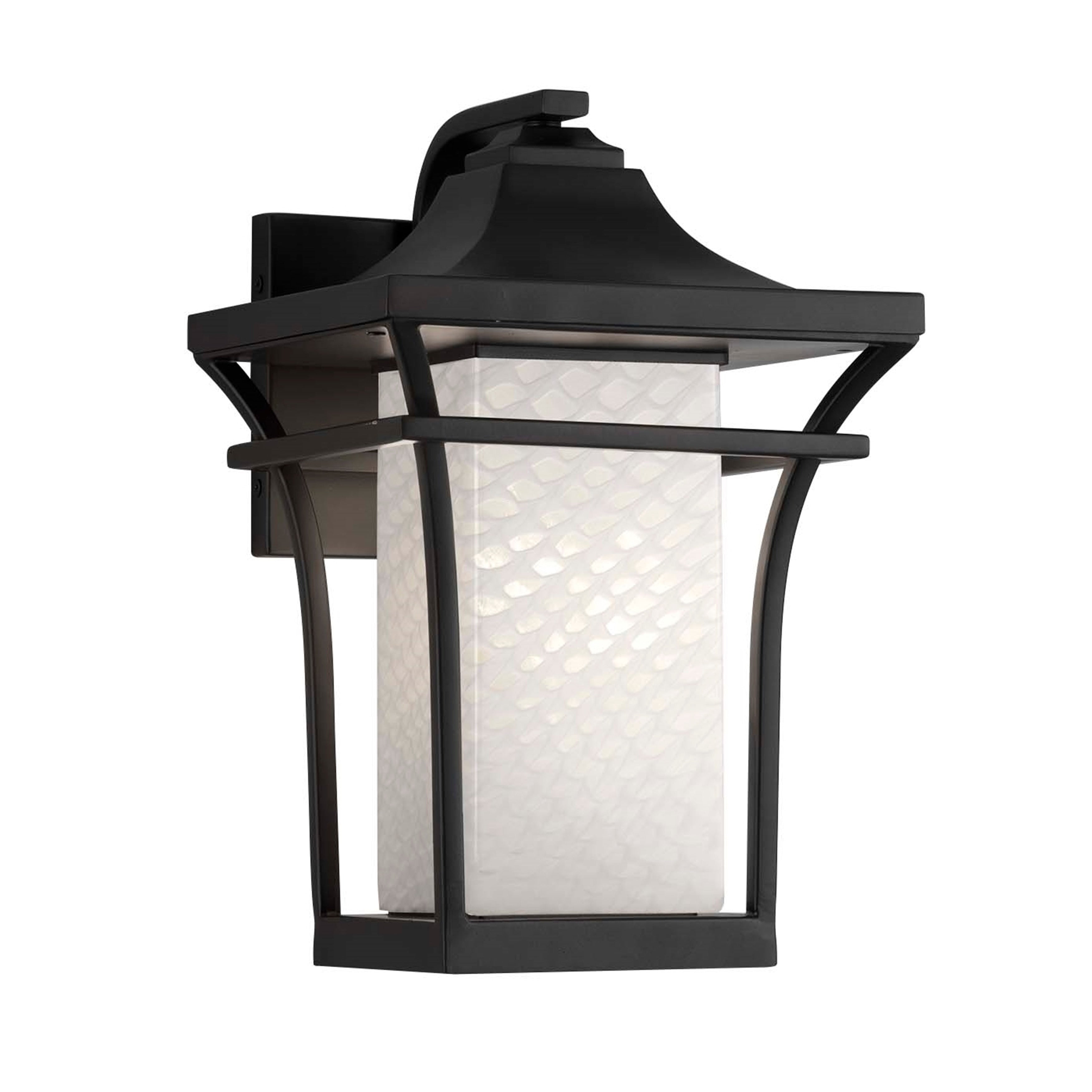 Justice Design Group Fusion Summit 1 Light Matte Black Small Outdoor Wall Sconce Weave Shade