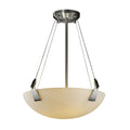 Justice Design Group Fusion Tapered Clips 3 Light Brushed Nickel Round Bowl Pendant Opal Shade