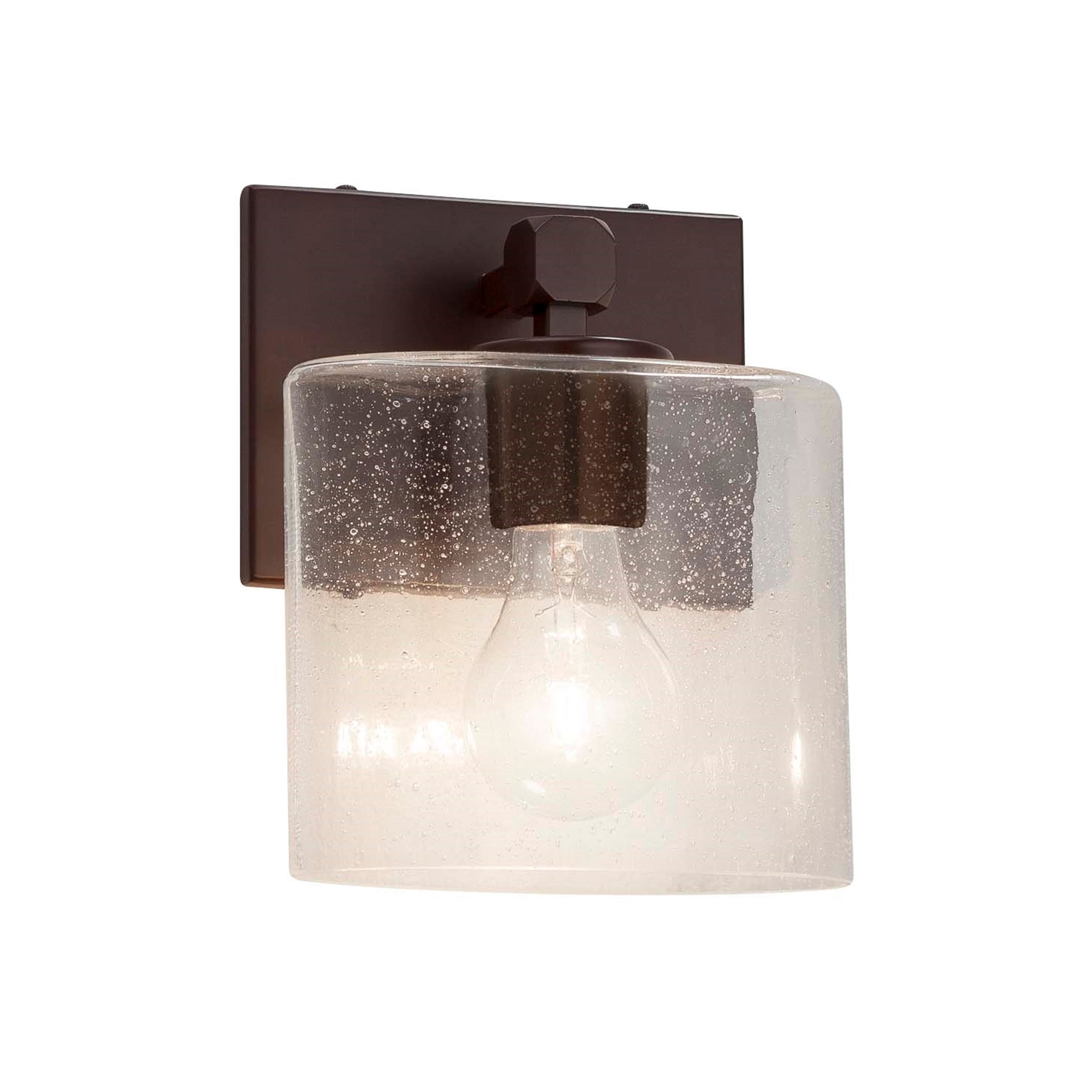 Justice Design Group Fusion Tetra 1 Light Dark Bronze Wall Sconce Seeded Oval Shade