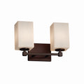 Justice Design Group Fusion Tetra 2 Light Dark Bronze Bath Bar Opal Square Flat Rim Shade