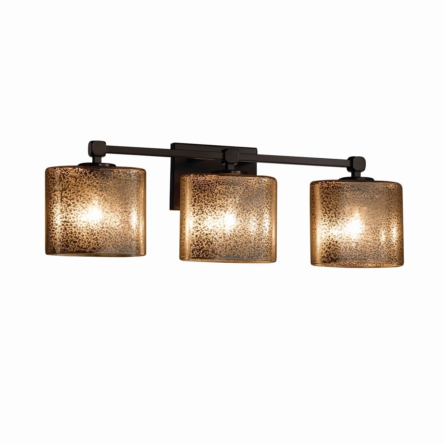 Justice Design Group Fusion Tetra 3 Light Dark Bronze Bath Bar Mercury Oval Shade