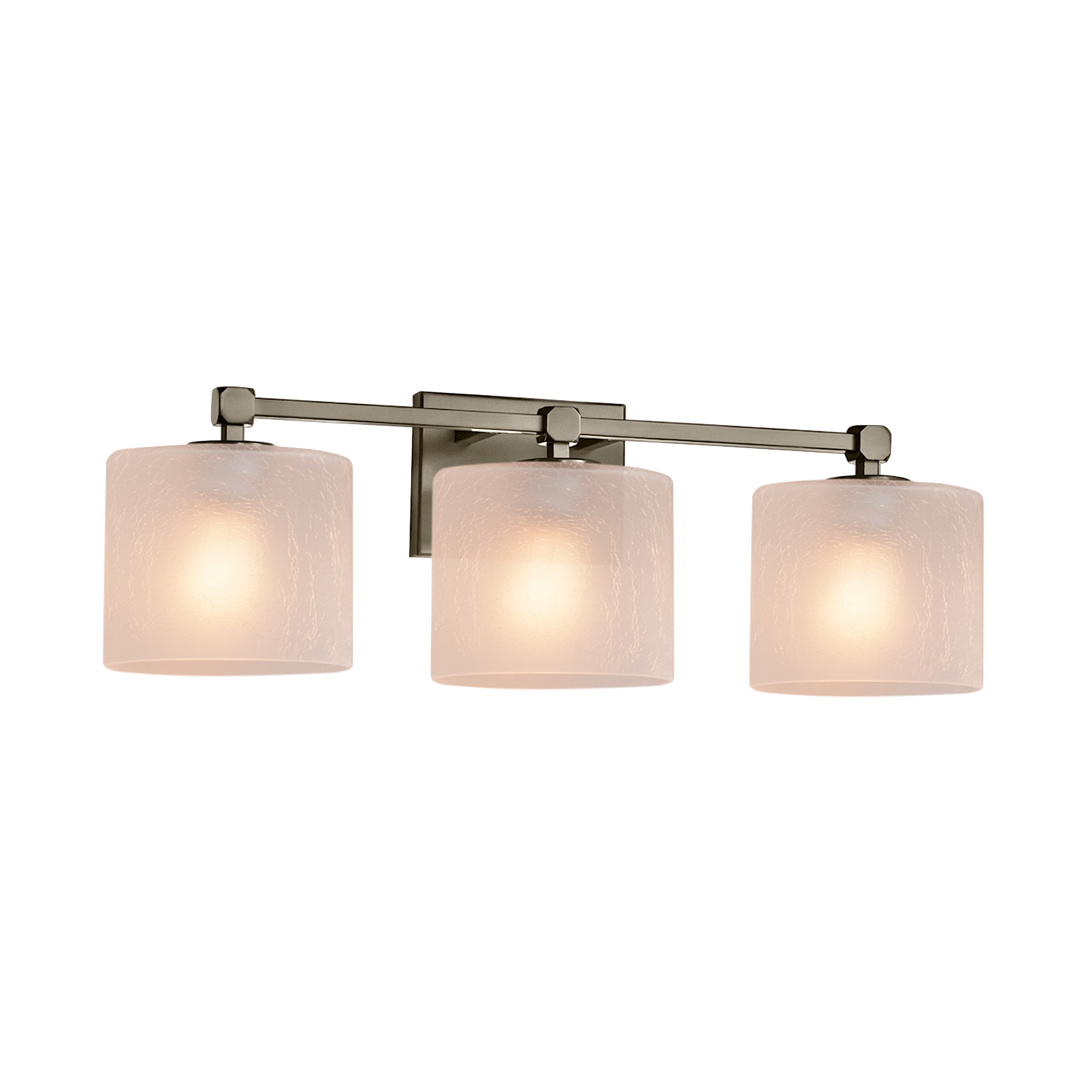 Justice Design Group Fusion Tetra 3 Light Brushed Nickel Bath Bar Frosted Crackle Oval Shade