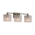 Justice Design Group Fusion Tetra 3 Light Brushed Nickel Bath Bar Seeded Oval Shade