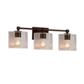 Justice Design Group Fusion Tetra 3 Light Dark Bronze Bath Bar Seeded Oval Shade