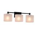 Justice Design Group Fusion Tetra 3 Light Matte Black Bath Bar Frosted Crackle Oval Shade