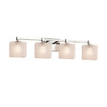 Justice Design Group Fusion Tetra 4 Light Polished Chrome Bath Bar Frosted Crackle Rectangle Shade