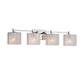 Justice Design Group Fusion Tetra 4 Light Polished Chrome Bath Bar Seeded Rectangle Shade