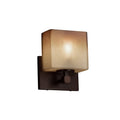 Justice Design Group Fusion Tetra 1 Light Dark Bronze Ada Wall Sconce Caramel Rectangle Shade