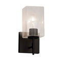 Justice Design Group Fusion Union 1 Light Matte Black Wall Sconce Short Seeded Cylinder W Flat Rim Shade