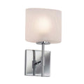 Justice Design Group Fusion Union 1 Light Polished Chrome Wall Sconce Frosted Crackle Oval Shade