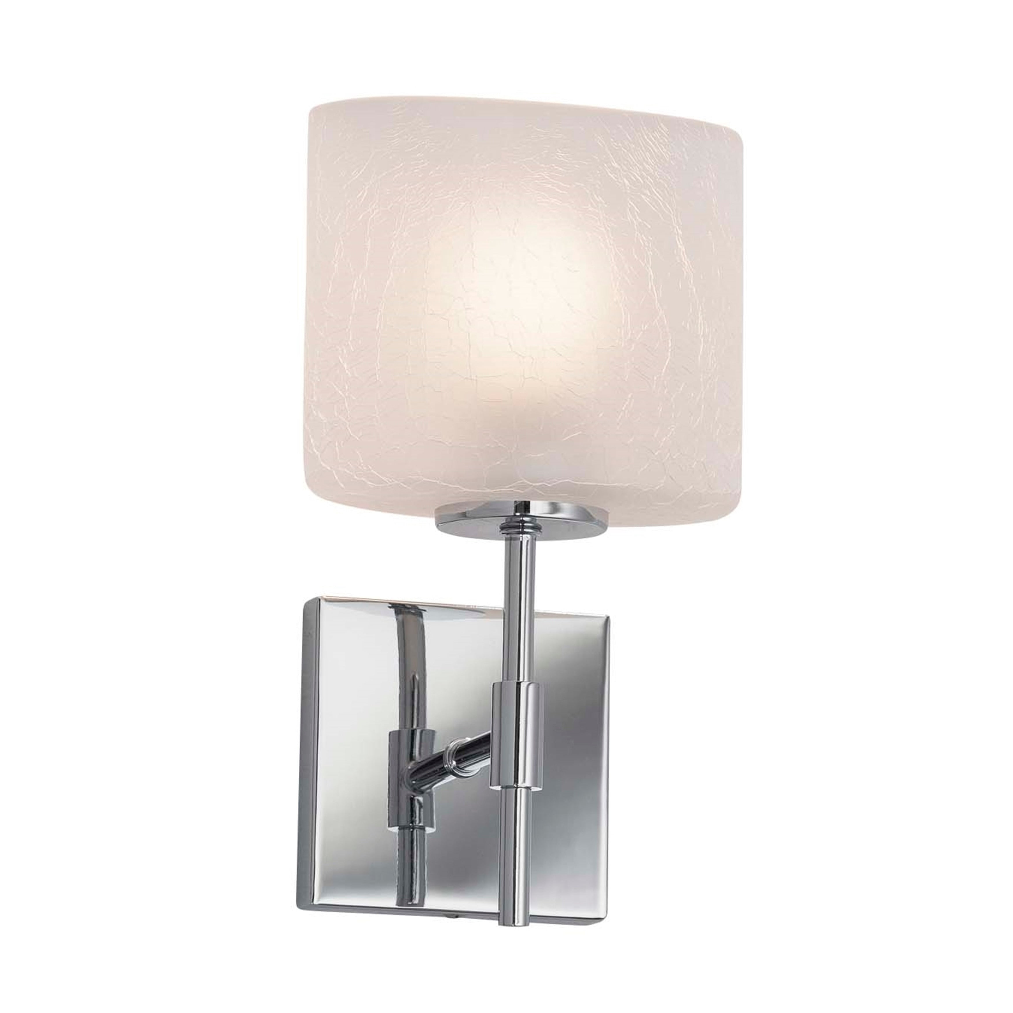 Justice Design Group Fusion Union 1 Light Polished Chrome Wall Sconce Frosted Crackle Oval Shade