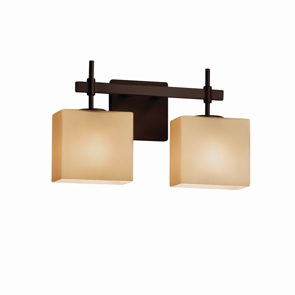 Justice Design Group Fusion Union 2 Light Dark Bronze Bath Bar Almond Rectangle Shade