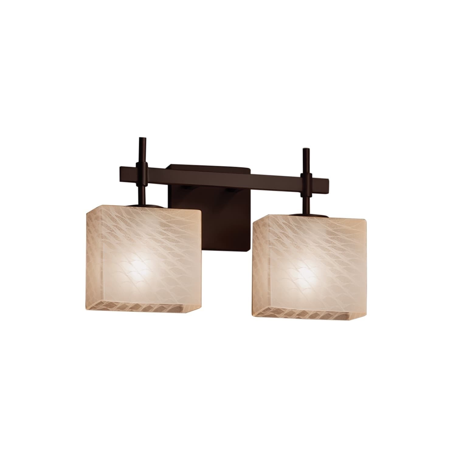 Justice Design Group Fusion Union 2 Light Dark Bronze Bath Bar Weave Rectangle Shade