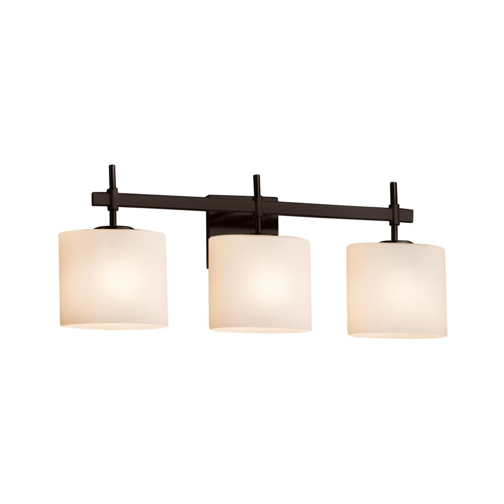 Justice Design Group Fusion Union 3 Light Dark Bronze Bath Bar Opal Oval Shade