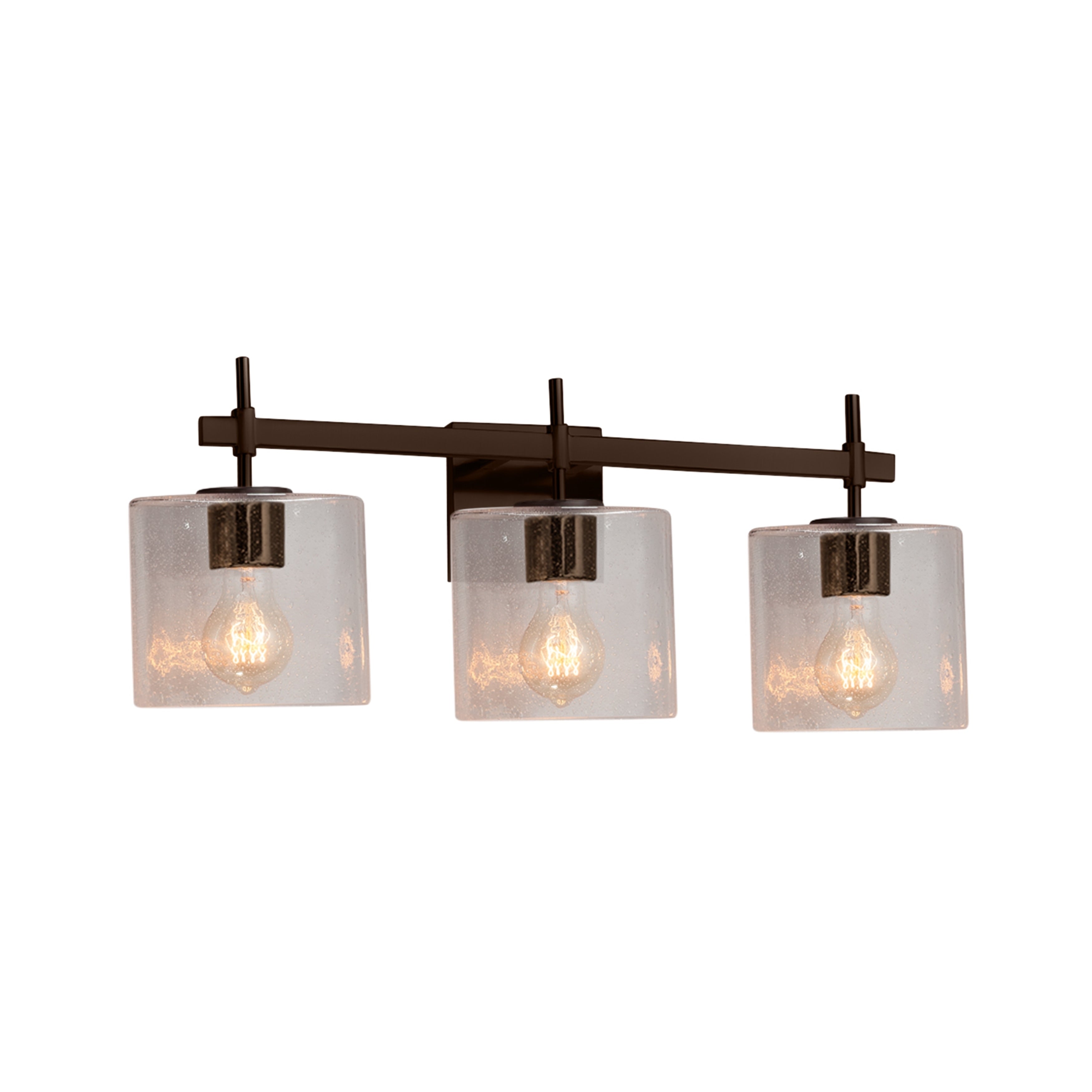 Justice Design Group Fusion Union 3 Light Dark Bronze Bath Bar Seeded Oval Shade