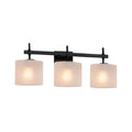 Justice Design Group Fusion Union 3 Light Matte Black Bath Bar Frosted Crackle Oval Shade