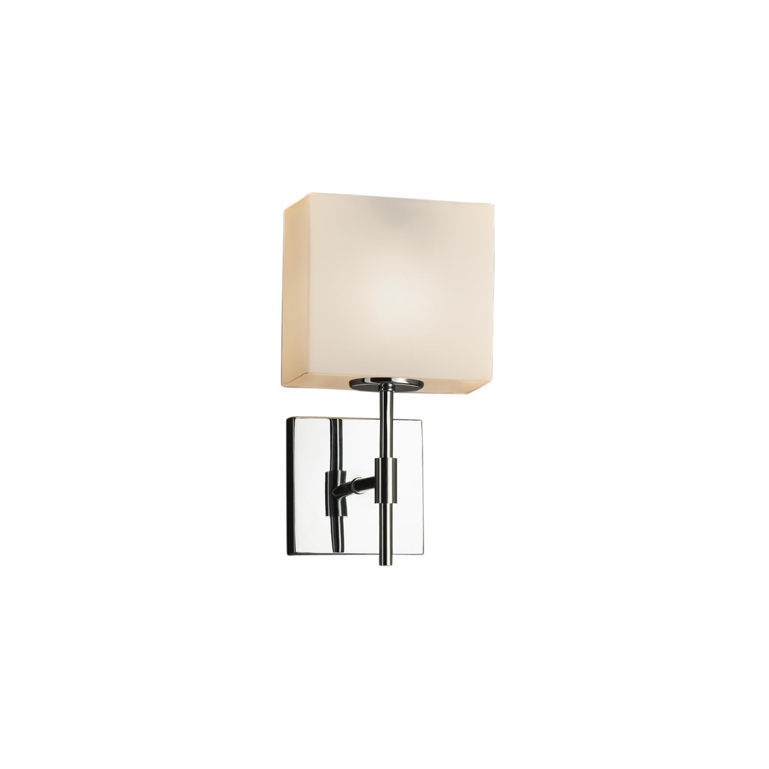 Justice Design Group Fusion Union 1 Light Polished Chrome Ada Wall Sconce Opal Rectangle Shade