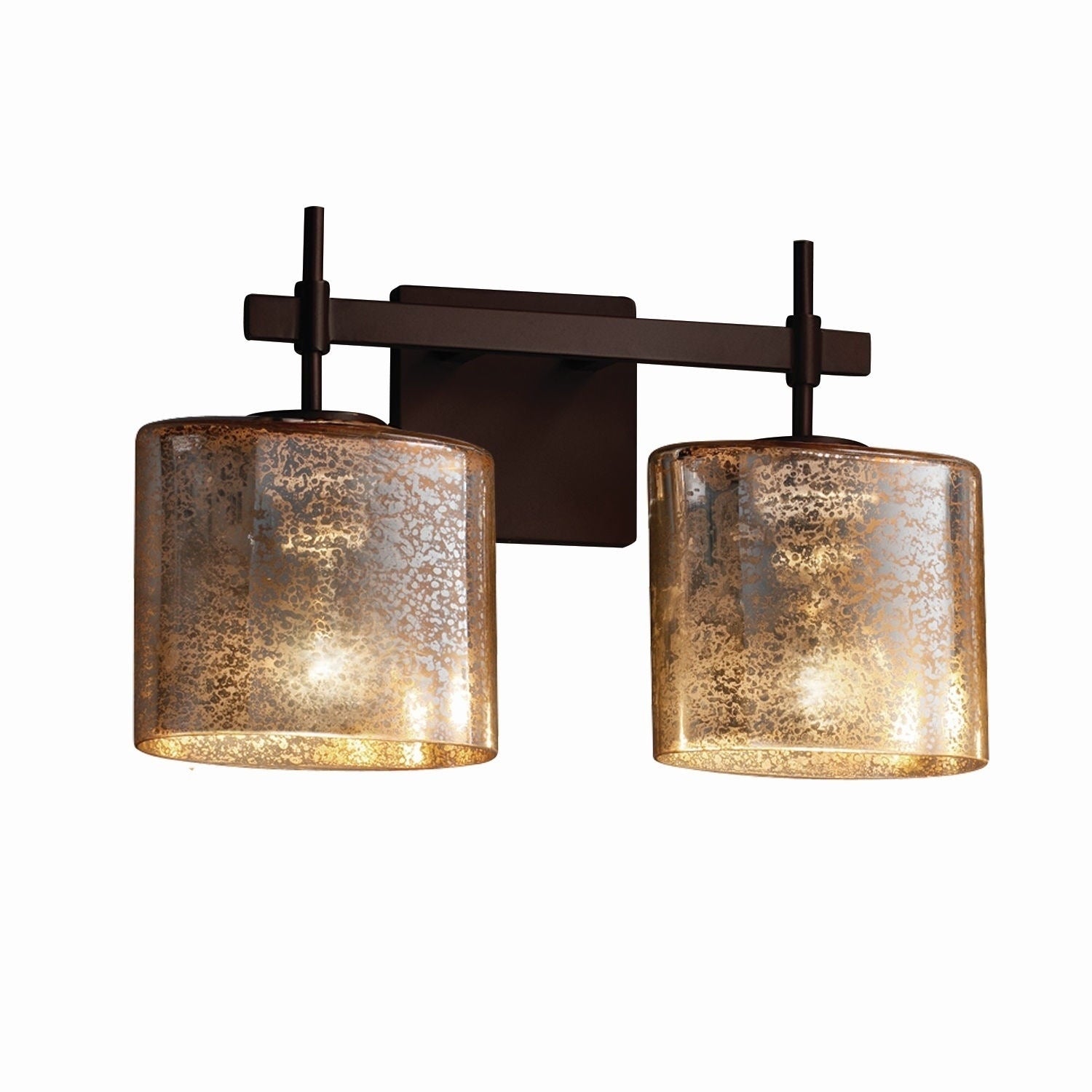 Justice Design Group Fusion Union 2 Light Dark Bronze Bath Bar Mercury Oval Shade