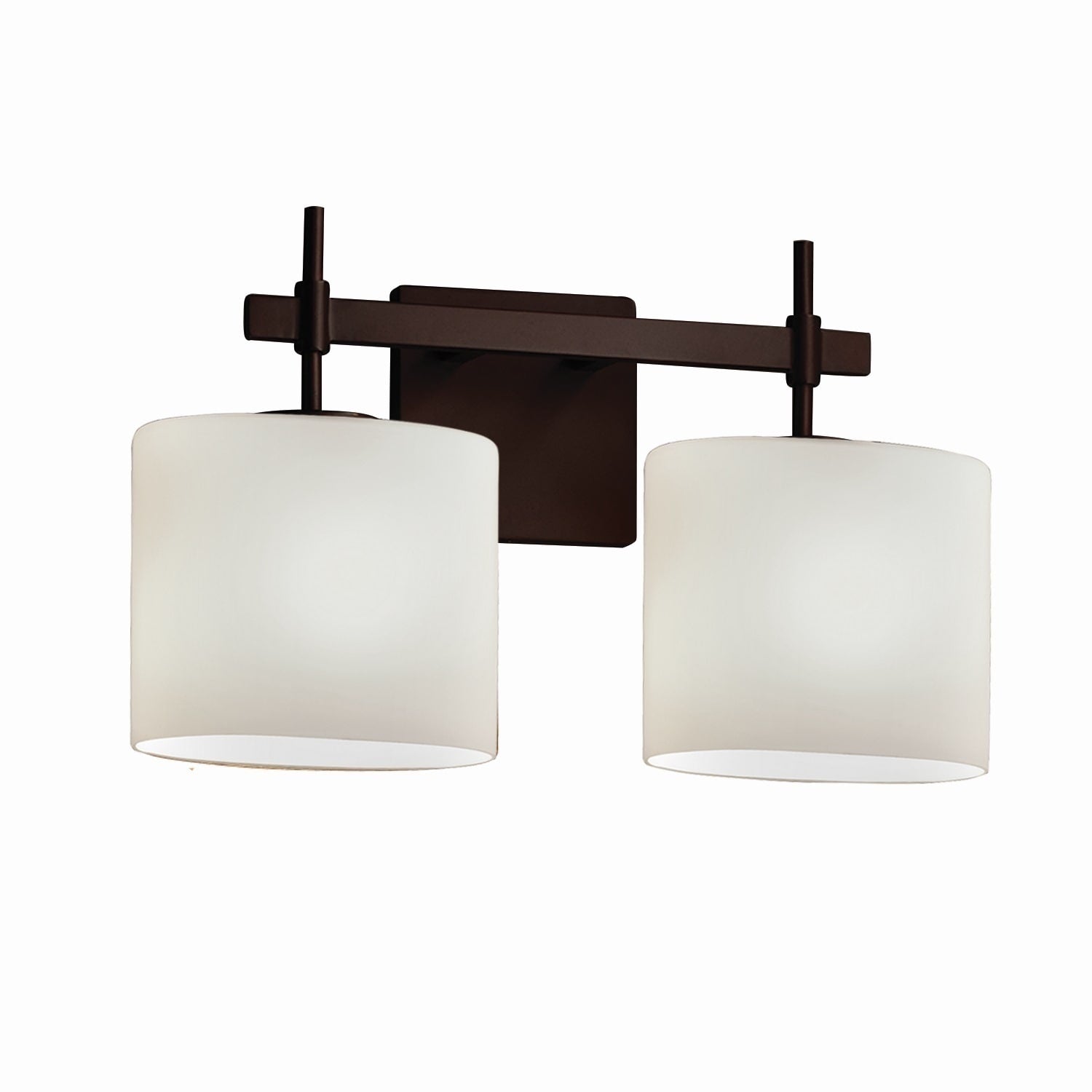 Justice Design Group Fusion Union 2 Light Dark Bronze Bath Bar Opal Oval Shade