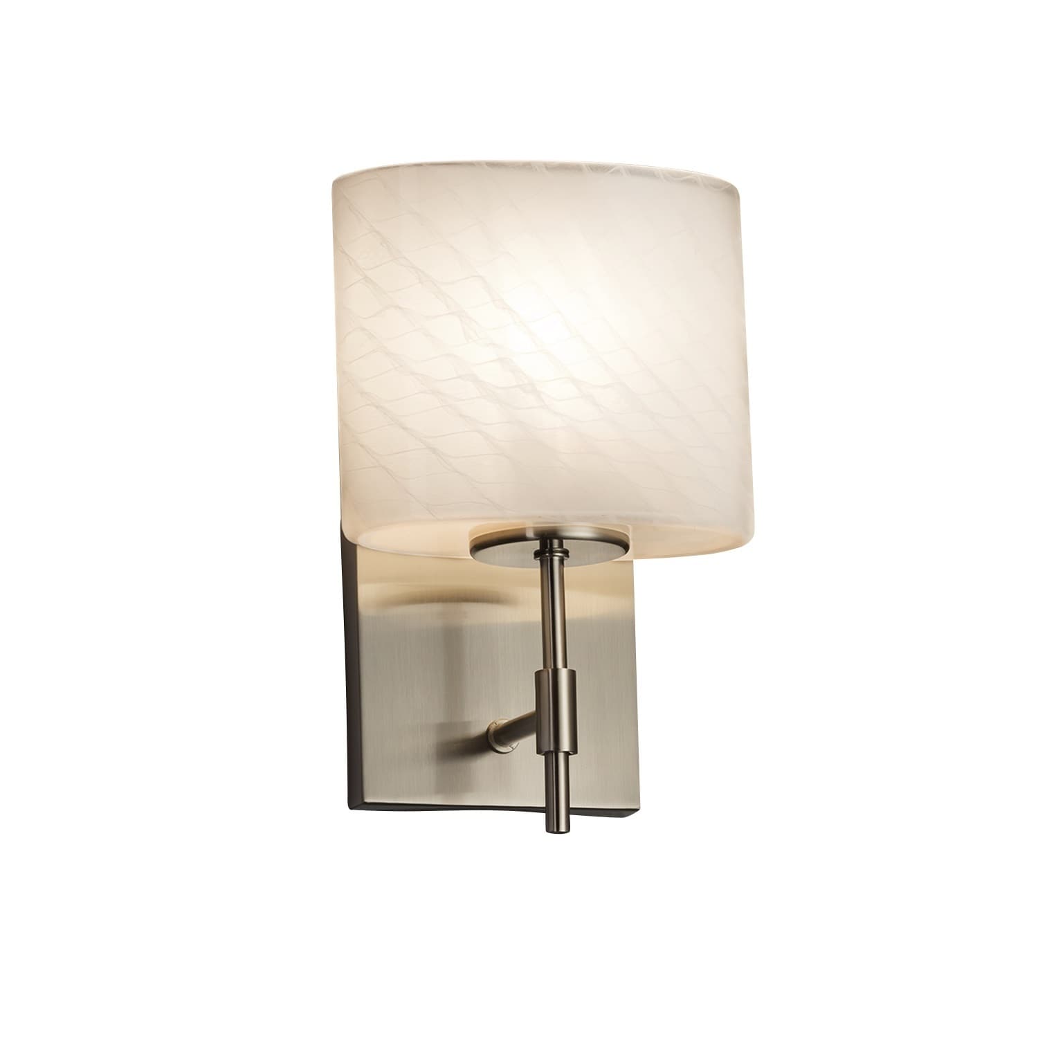 Justice Design Group Fusion Union 1 Light Brushed Nickel Wall Sconce Weave Oval Shade