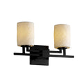 Justice Design Group Limoges Aero 2 Light Matte Black Bath Bar Banana Leaf Cylinder Flat Rim Shade