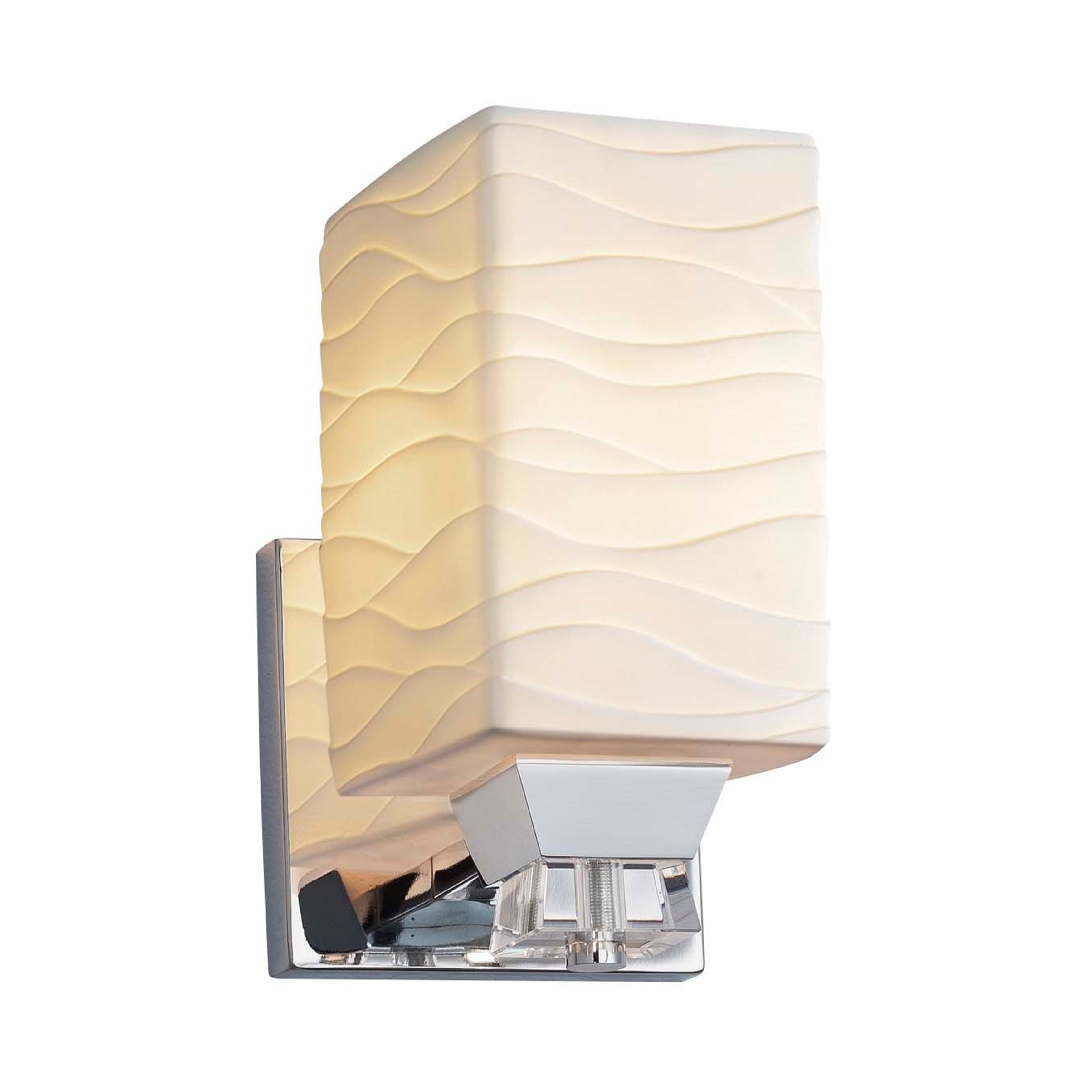 Justice Design Group Limoges Ardent 1 Light Polished Chrome Wall Sconce Square W Flat Rim Waves Impressions
