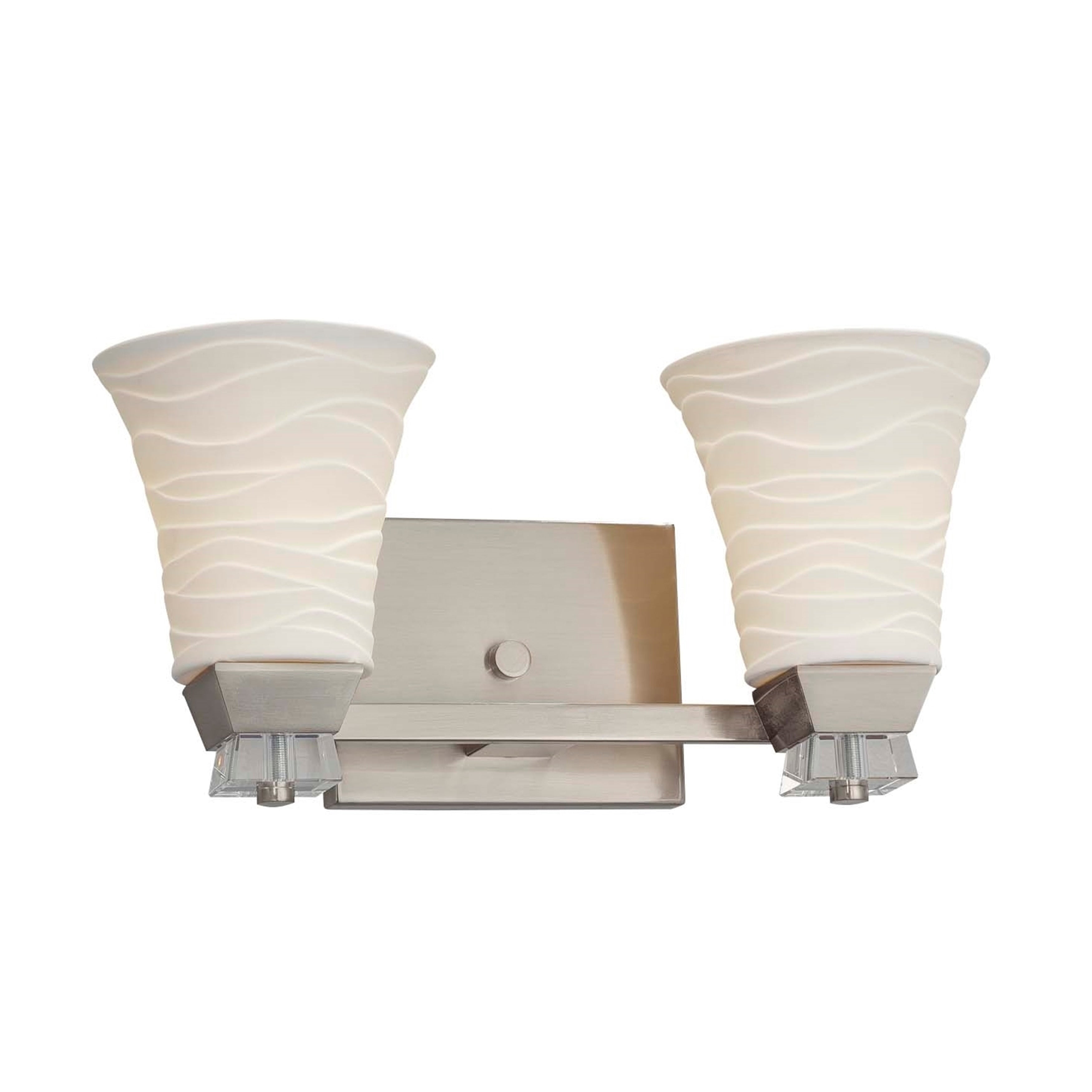 Justice Design Group Limoges Ardent 2 Light Brushed Nickel Bath Bar Round Flared Waves Impressions