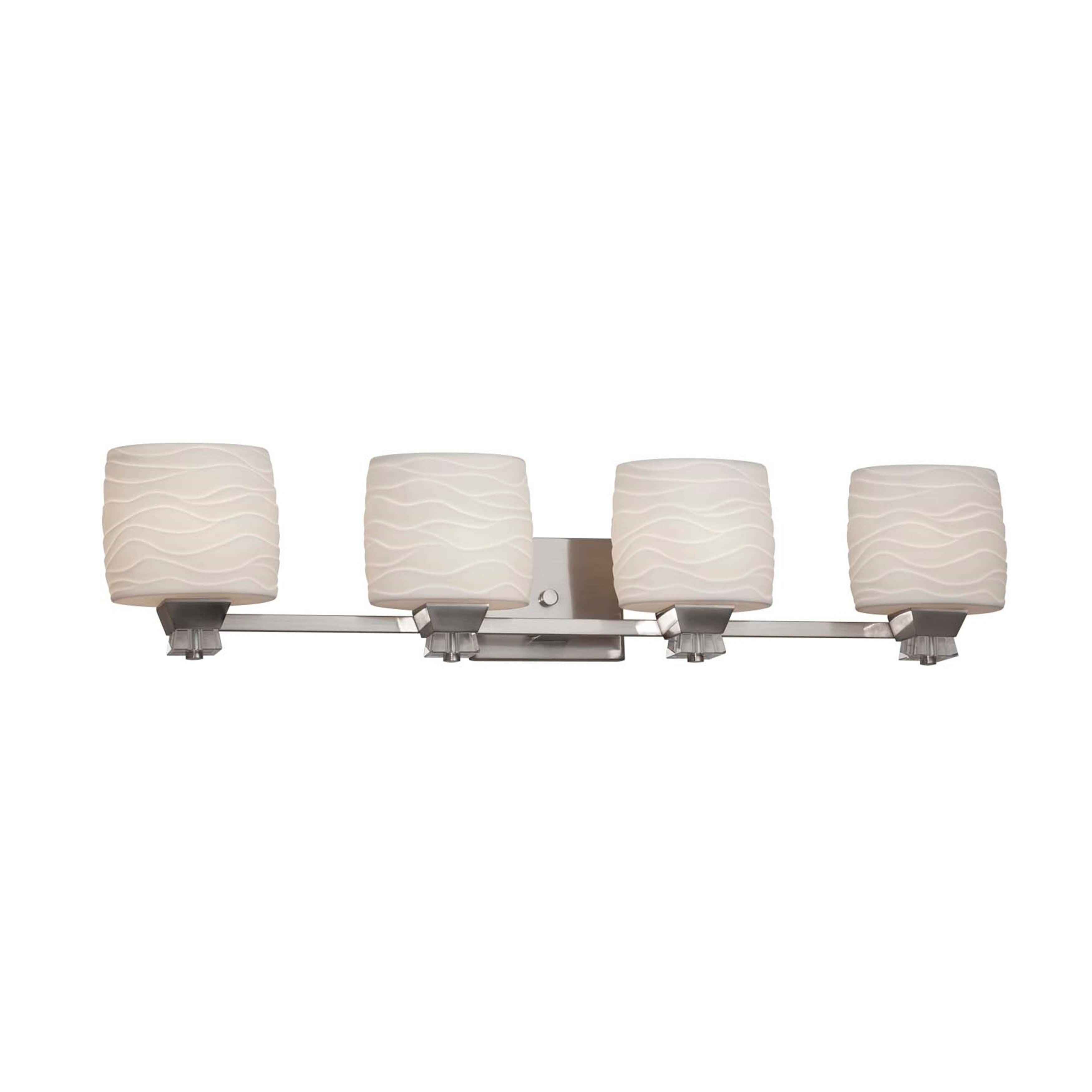 Justice Design Group Limoges Ardent 4 Light Brushed Nickel Bath Bar Oval Waves Impressions