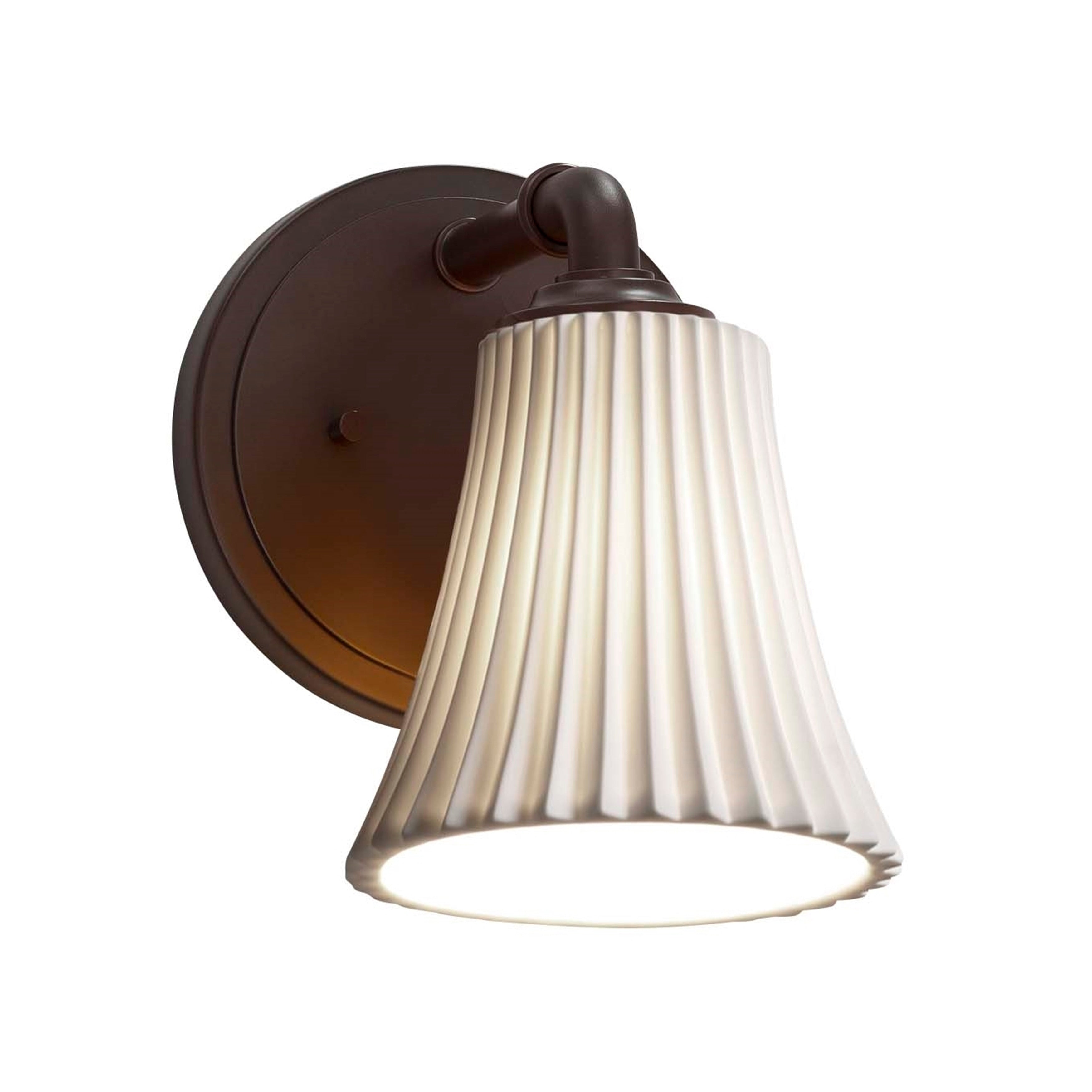 Justice Design Group Limoges Bronx 1 Light Dark Bronze Wall Sconce Round Flared Waves Impressions