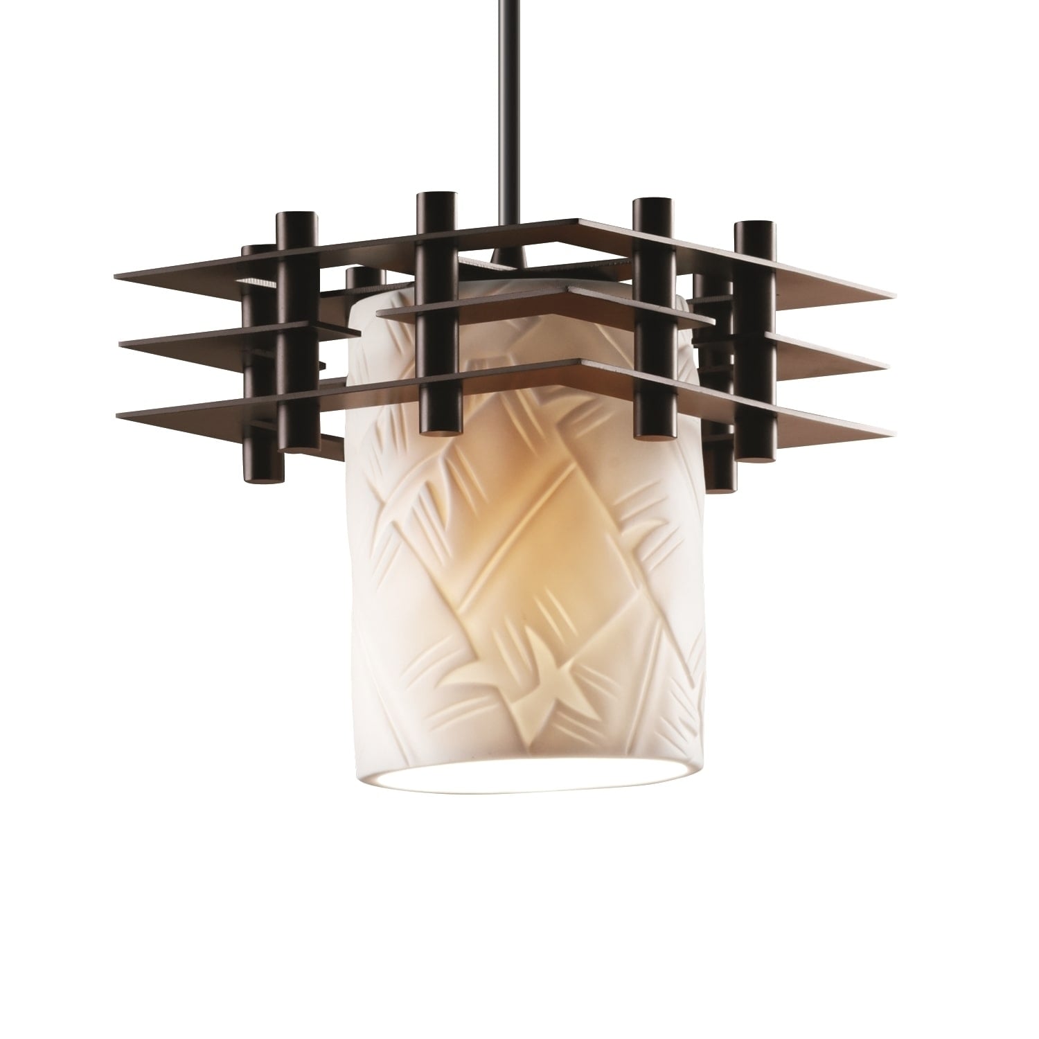 Copper Grove Ravenstein 1 Light Pendant With Cylindrical Glass Shade In 3 Square Metal Frame