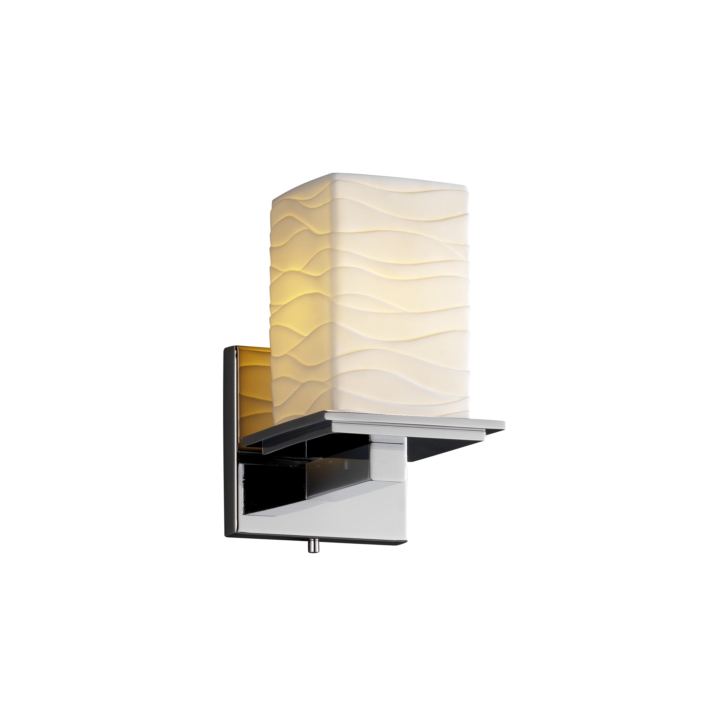 Justice Design Group Limoges Montana 1 Light Polished Chrome Wall Sconce Waves Square Flat Rim Shade