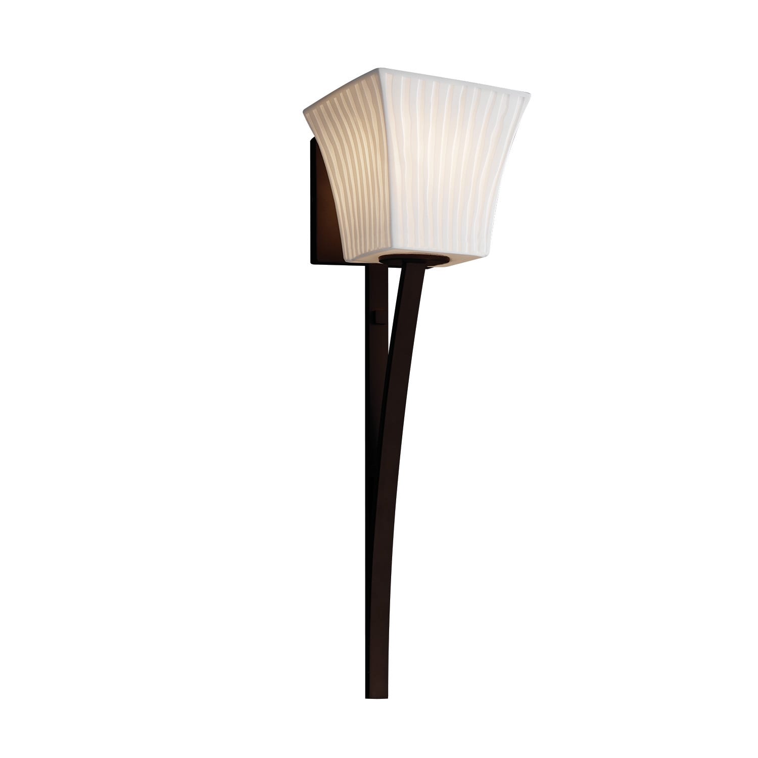 Justice Design Group Limoges Sabre 1 Light Dark Bronze Wall Sconce Waterfall Square Flared Shade