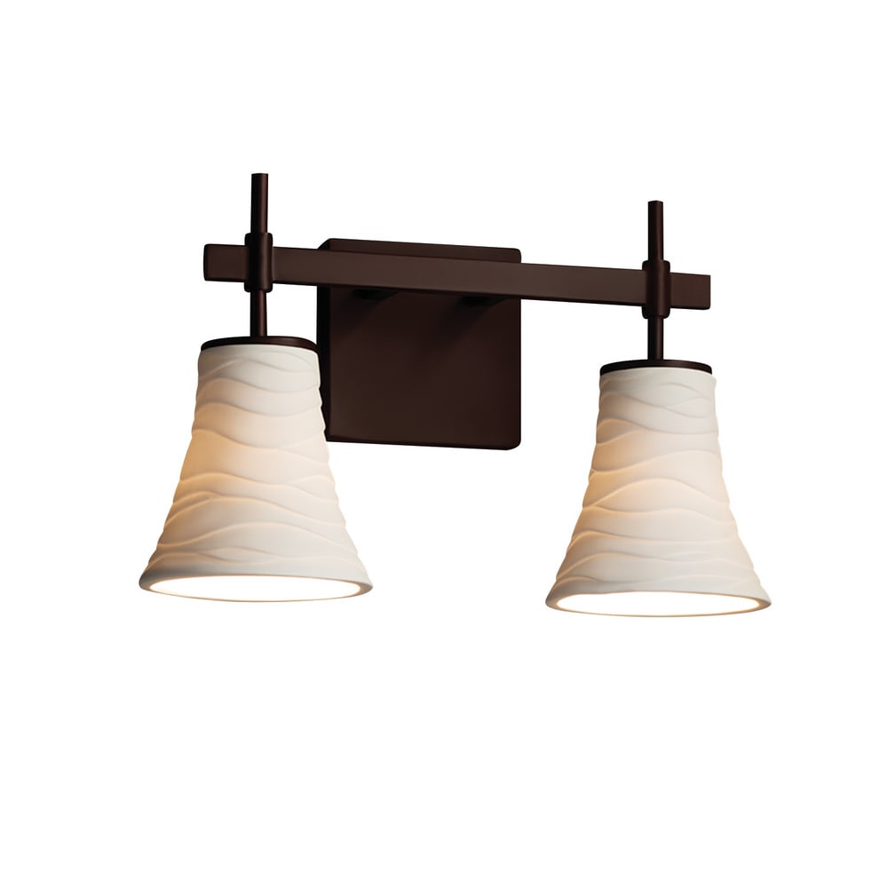 Justice Design Group Limoges Union 2 Light Dark Bronze Bath Bar Waves Round Flared Shade