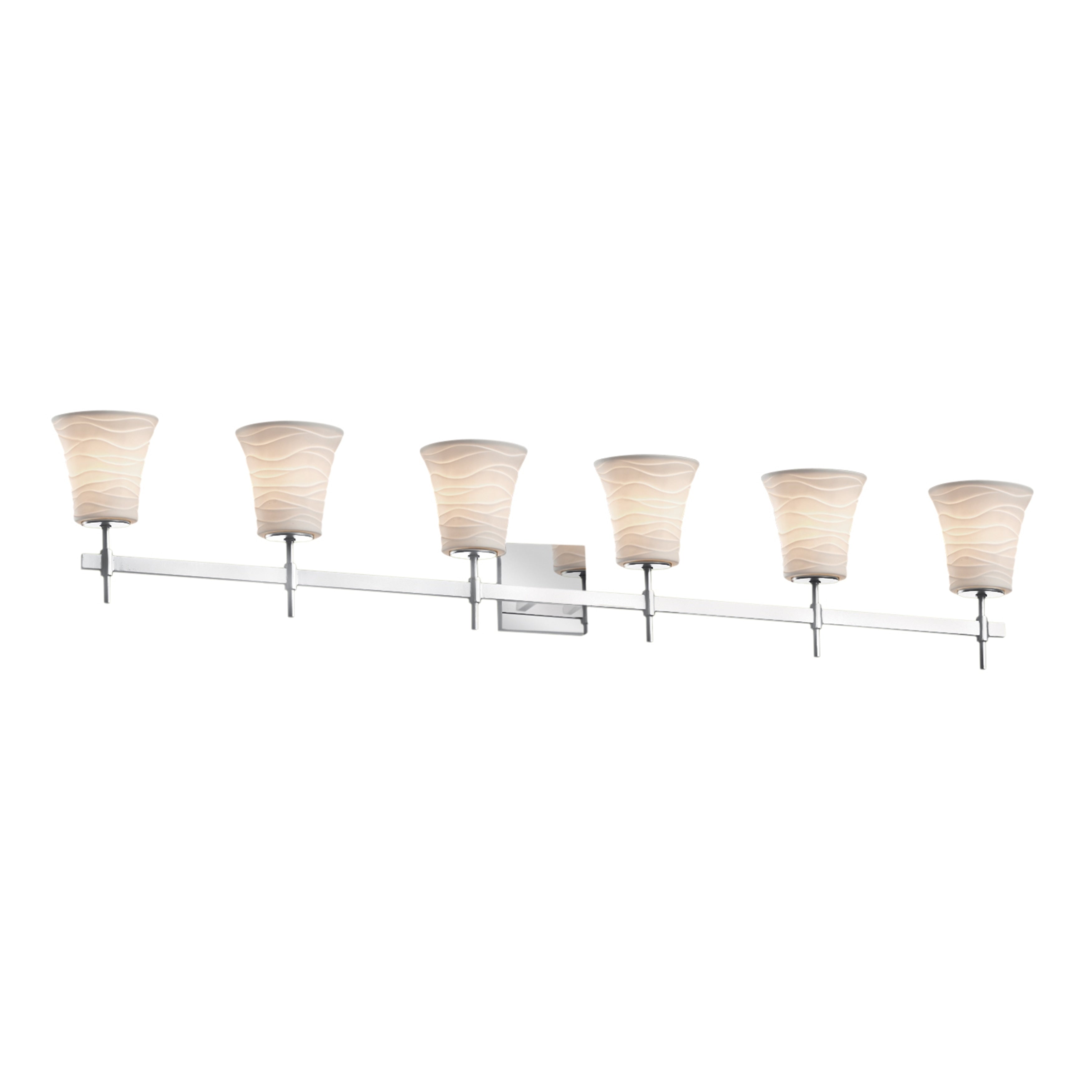 Justice Design Group Limoges Union 6 Light Polished Chrome Bath Bar Round Flared Waves Impressions