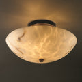 Justice Design Group Lumenaria 2 Light Dark Bronze Round Bowl Semi Flush Faux Alabaster Shade
