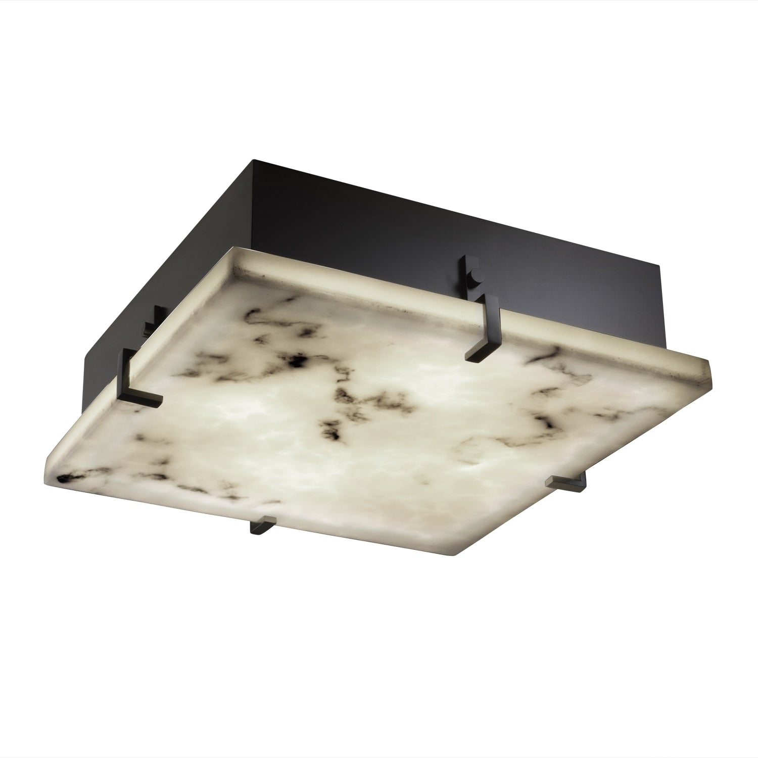 Justice Design Group Lumenaria Clips 2 Light Matte Black Flush Mount Faux Alabaster Shade