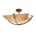 Justice Design Group Lumenaria Crossbar 3 Light Dark Bronze Square Bowl Semi Flush Faux Alabaster Shade
