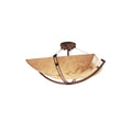 Justice Design Group Lumenaria Crossbar 6 Light Dark Bronze Square Bowl Semi Flush Faux Alabaster Shade