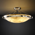 Justice Design Group Lumenaria Ring 6 Light Brushed Nickel Round Bowl Semi Flush Faux Alabaster Shade