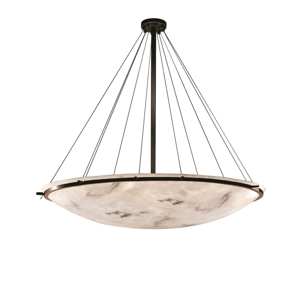 Justice Design Lumenaria Ring 16 Light Dark Bronze Round Bowl Pendant Faux Alabaster Shade